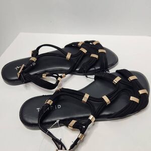 Torrid Womens Black Gold Hardware Gladiator Sandals Size 6.5 Wide Summer